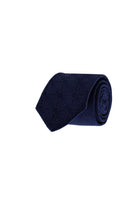 Koyu Lacivert İpek Polyester Desenli Kravat
