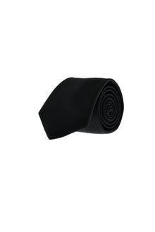 Siyah İpek Polyester Çizgili Kravat