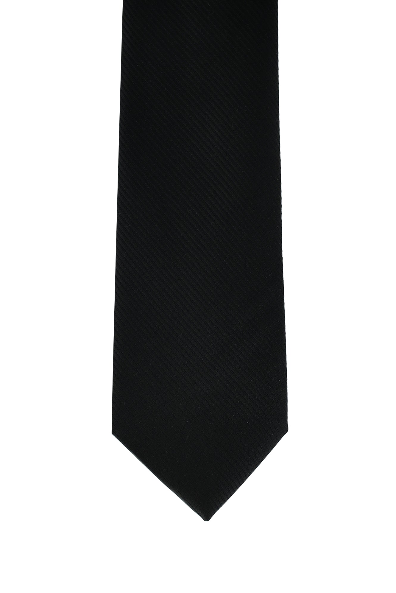 Siyah İpek Polyester Çizgili Kravat