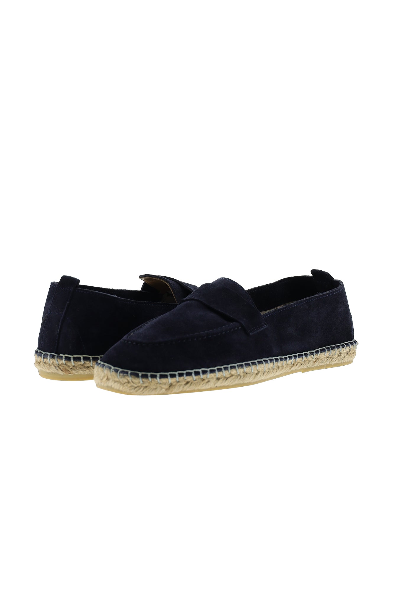 Orta Lacivert Süet Deri Loafer Espadril Ayakkabı