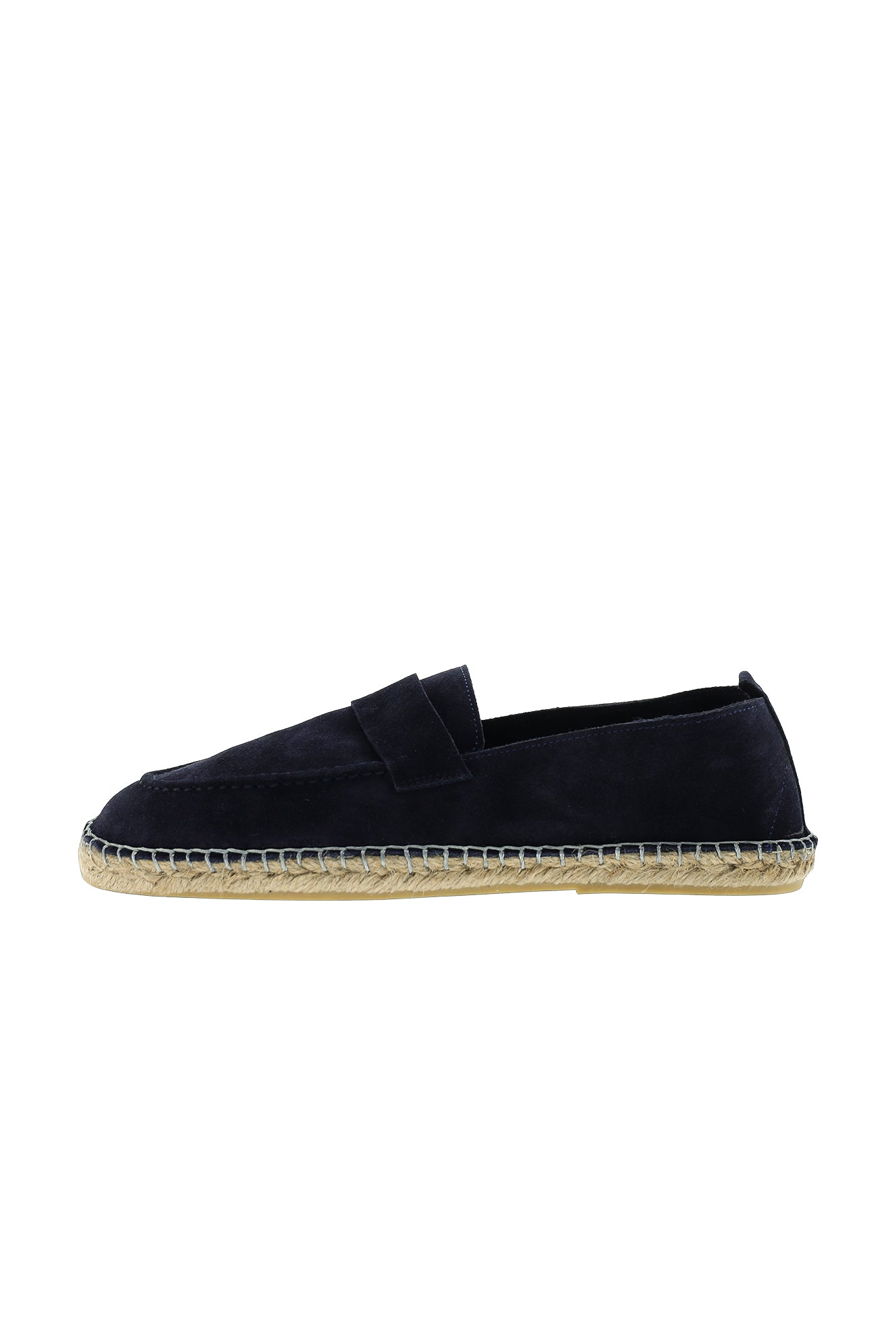 Orta Lacivert Süet Deri Loafer Espadril Ayakkabı