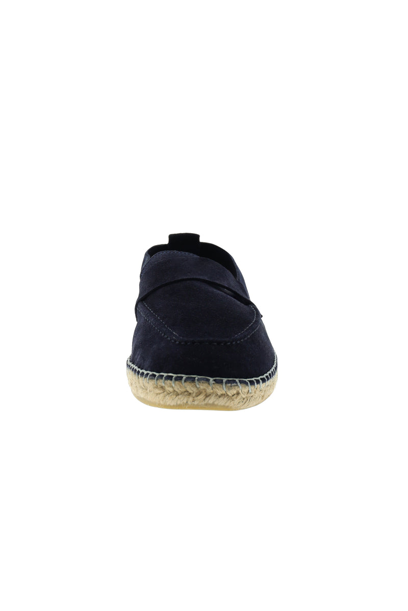 Orta Lacivert Süet Deri Loafer Espadril Ayakkabı