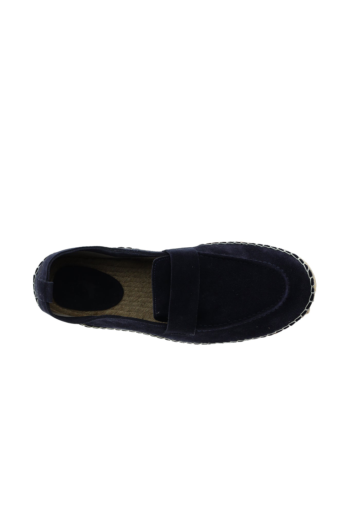 Orta Lacivert Süet Deri Loafer Espadril Ayakkabı