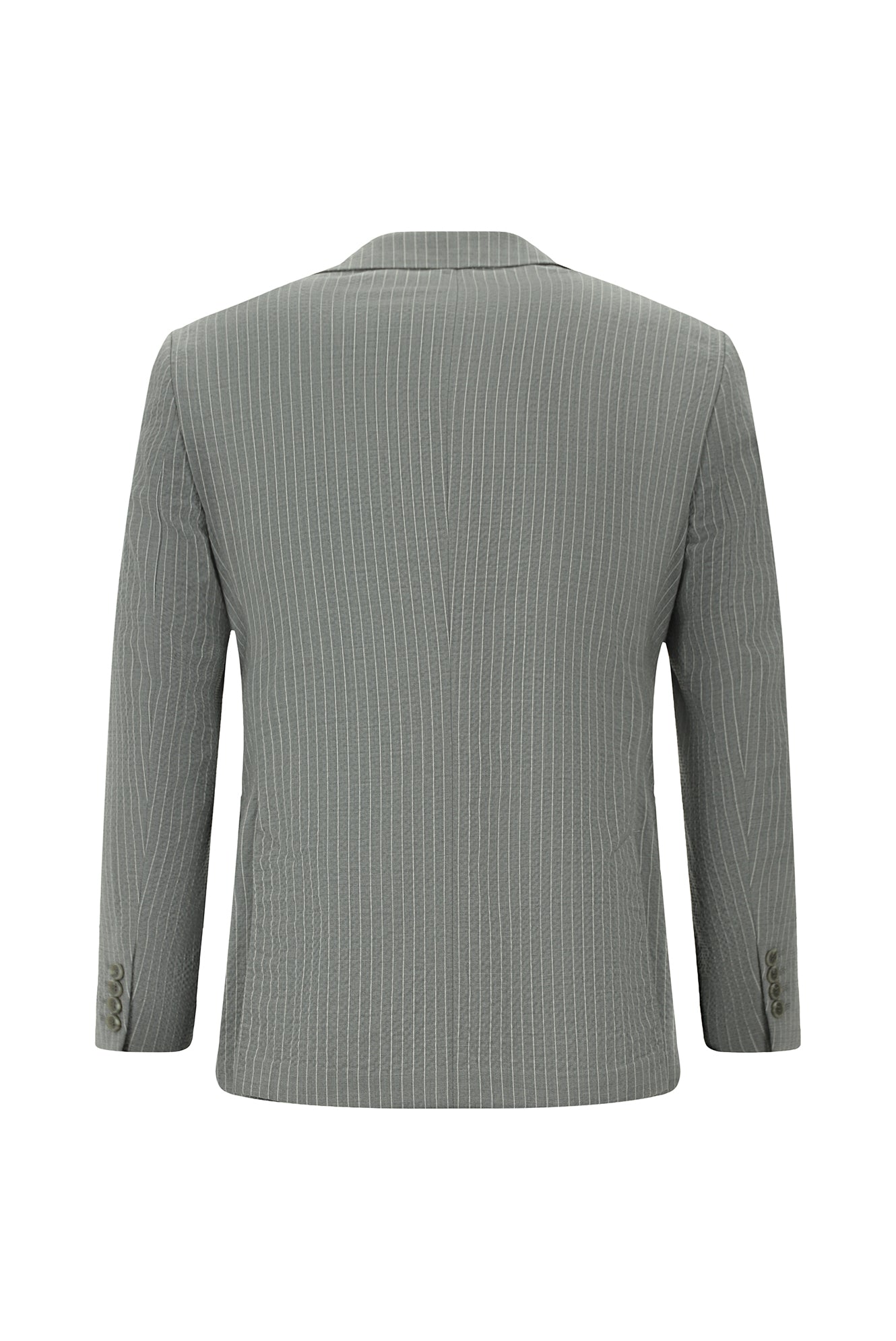 Orta Füme Super Slim Fit Ekstra Dar Kesim Yünlü Çizgili Spor Ceket