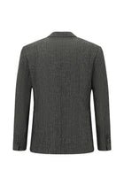 Siyah 6 Drop Regular Fit Standart Kesim Klasik Çizgili Keten Kar???ml? Ceket-Abdullah Ki??l?