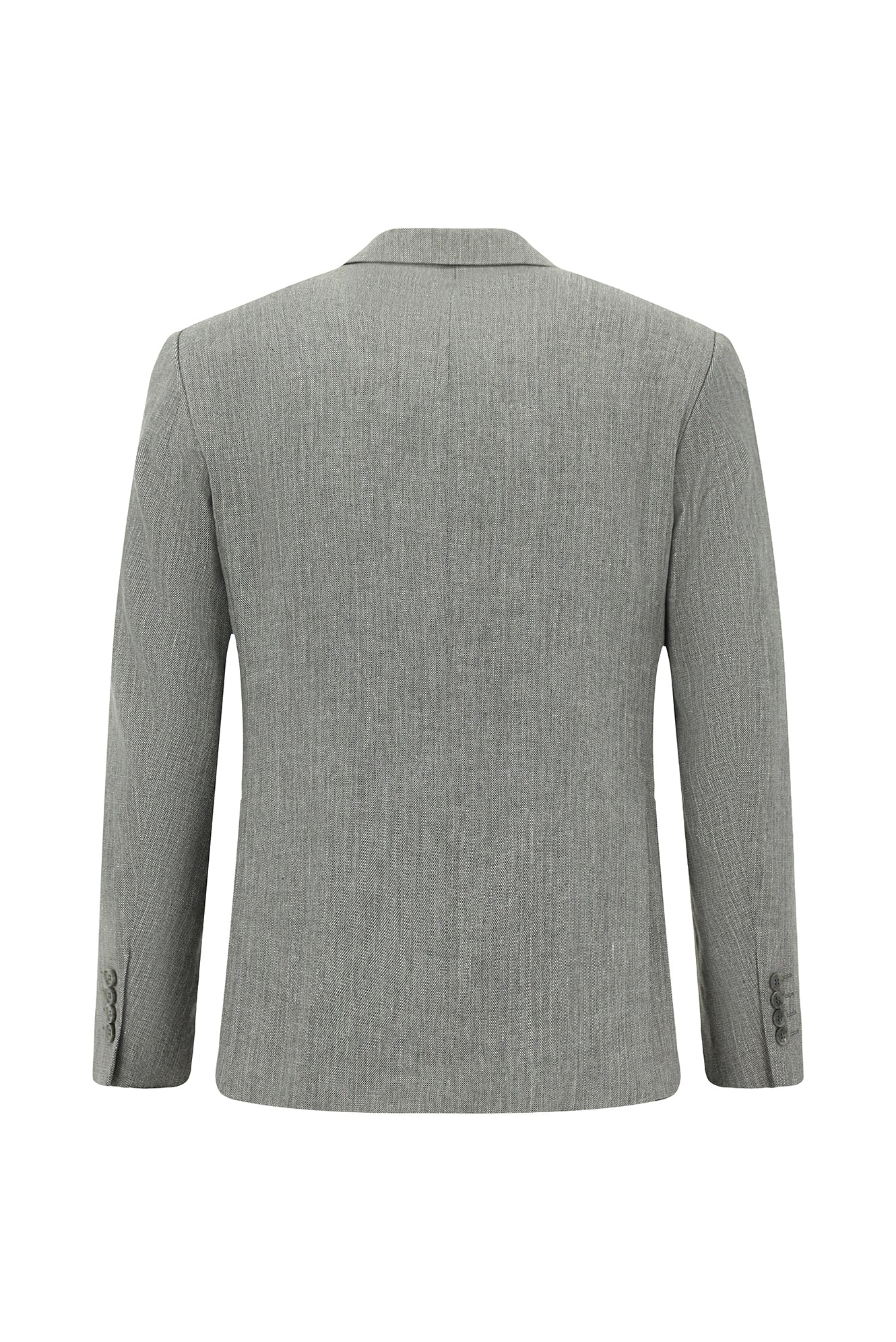 Orta Füme Slim Fit Dar Kesim Klasik Çizgili Keten Karışımlı Ceket