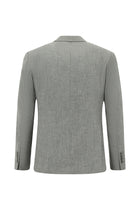 Orta Füme Slim Fit Dar Kesim Klasik Çizgili Keten Karışımlı Ceket