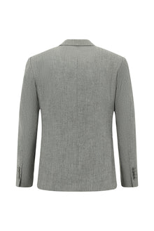 Orta Füme 6 Drop Regular Fit Standart Kesim Klasik Çizgili Keten Kar???ml? Ceket-Abdullah Ki??l?