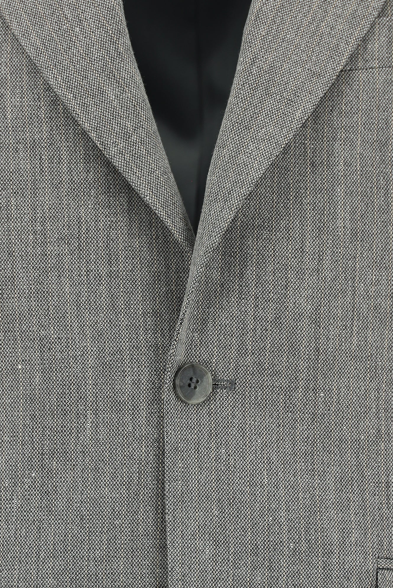 Orta Füme Slim Fit Dar Kesim Klasik Çizgili Keten Karışımlı Ceket