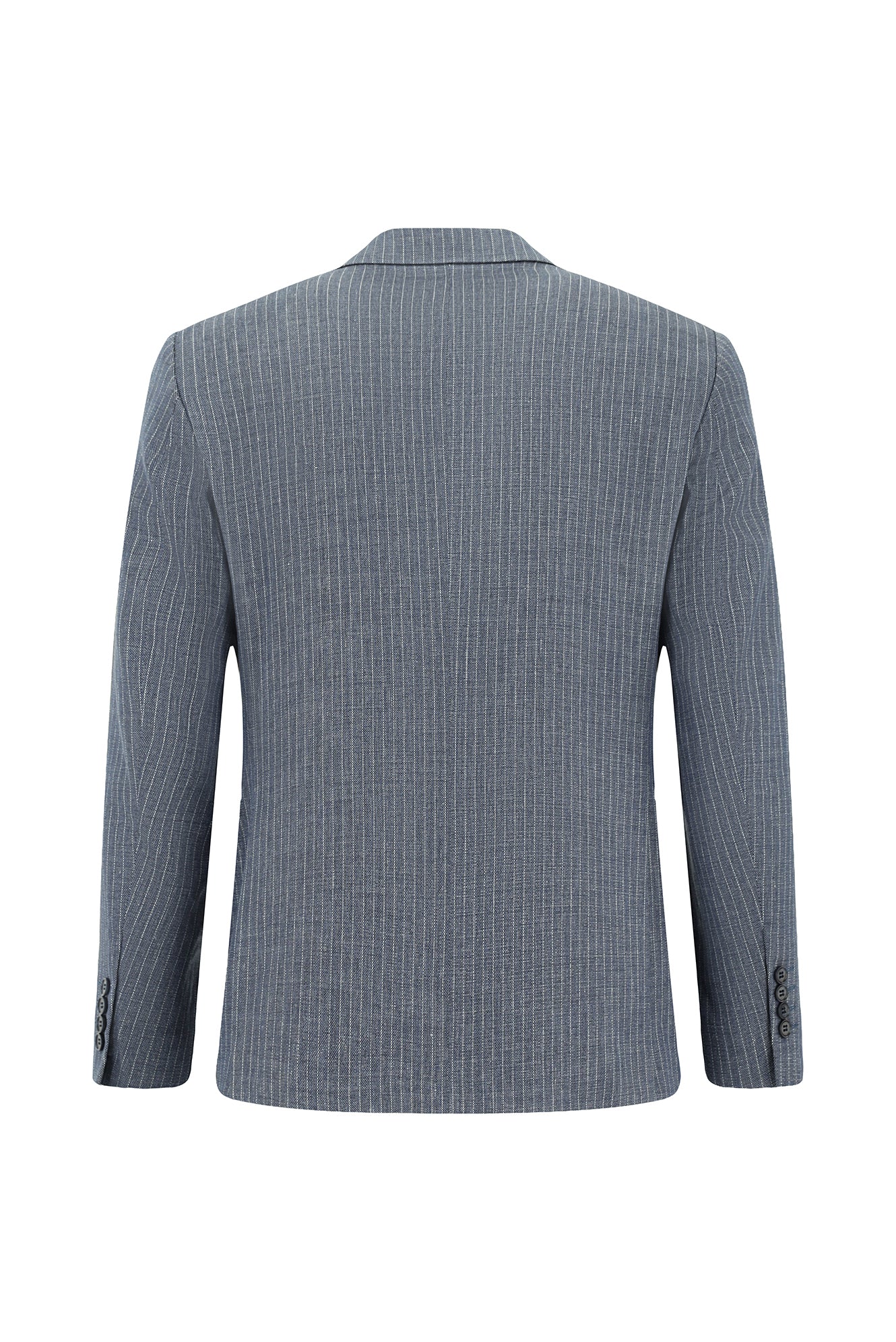 Koyu Mavi  7 Drop Slim Fit Dar Kesim Klasik Çizgili Keten Kar???ml? Ceket-Abdullah Ki??l?