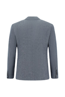 Koyu Mavi  7 Drop Slim Fit Dar Kesim Klasik Çizgili Keten Kar???ml? Ceket-Abdullah Ki??l?