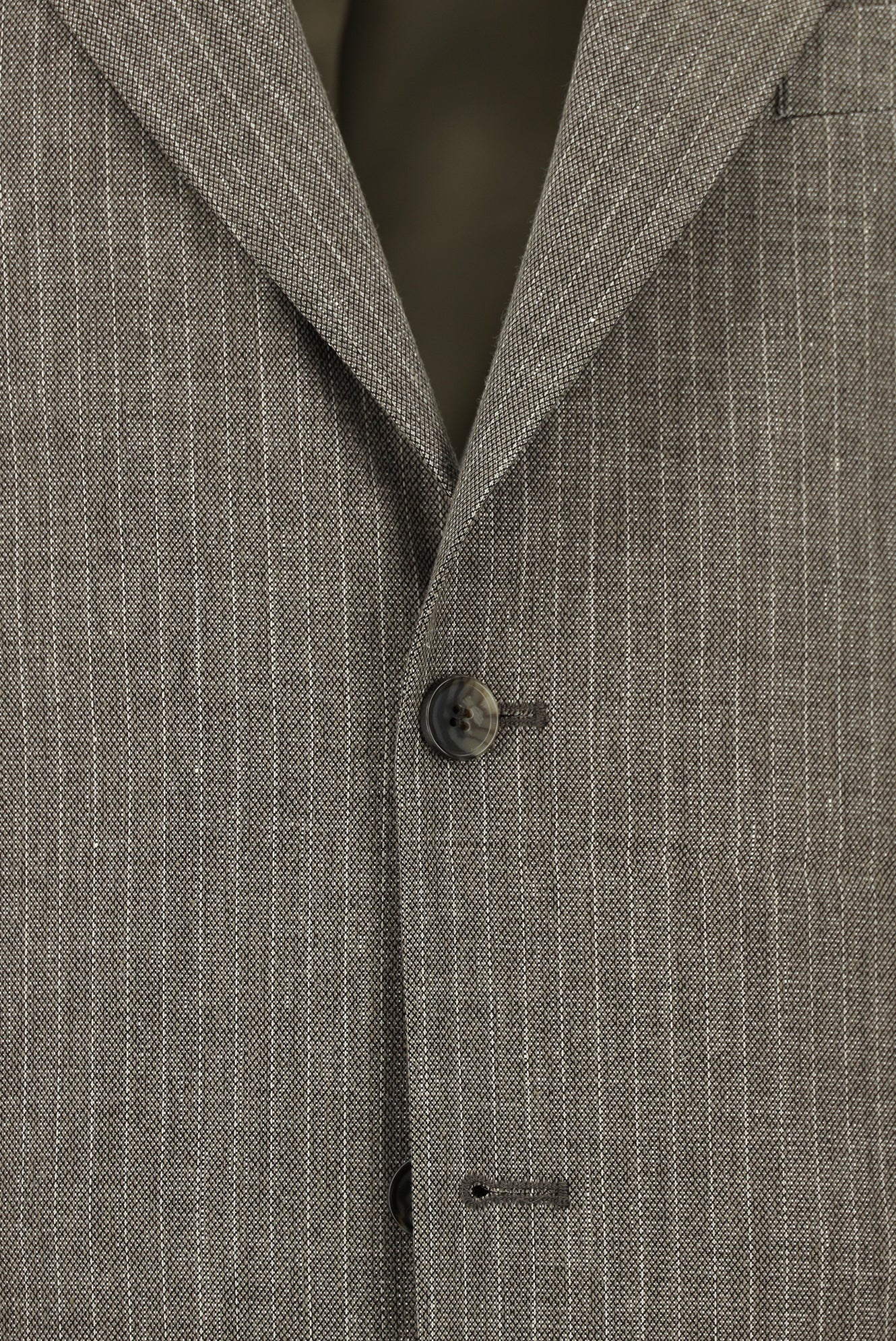 Aç?k Kahve  7 Drop Slim Fit Dar Kesim Klasik Çizgili Keten Kar???ml? Ceket-Abdullah Ki??l?
