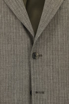 Aç?k Kahve  7 Drop Slim Fit Dar Kesim Klasik Çizgili Keten Kar???ml? Ceket-Abdullah Ki??l?