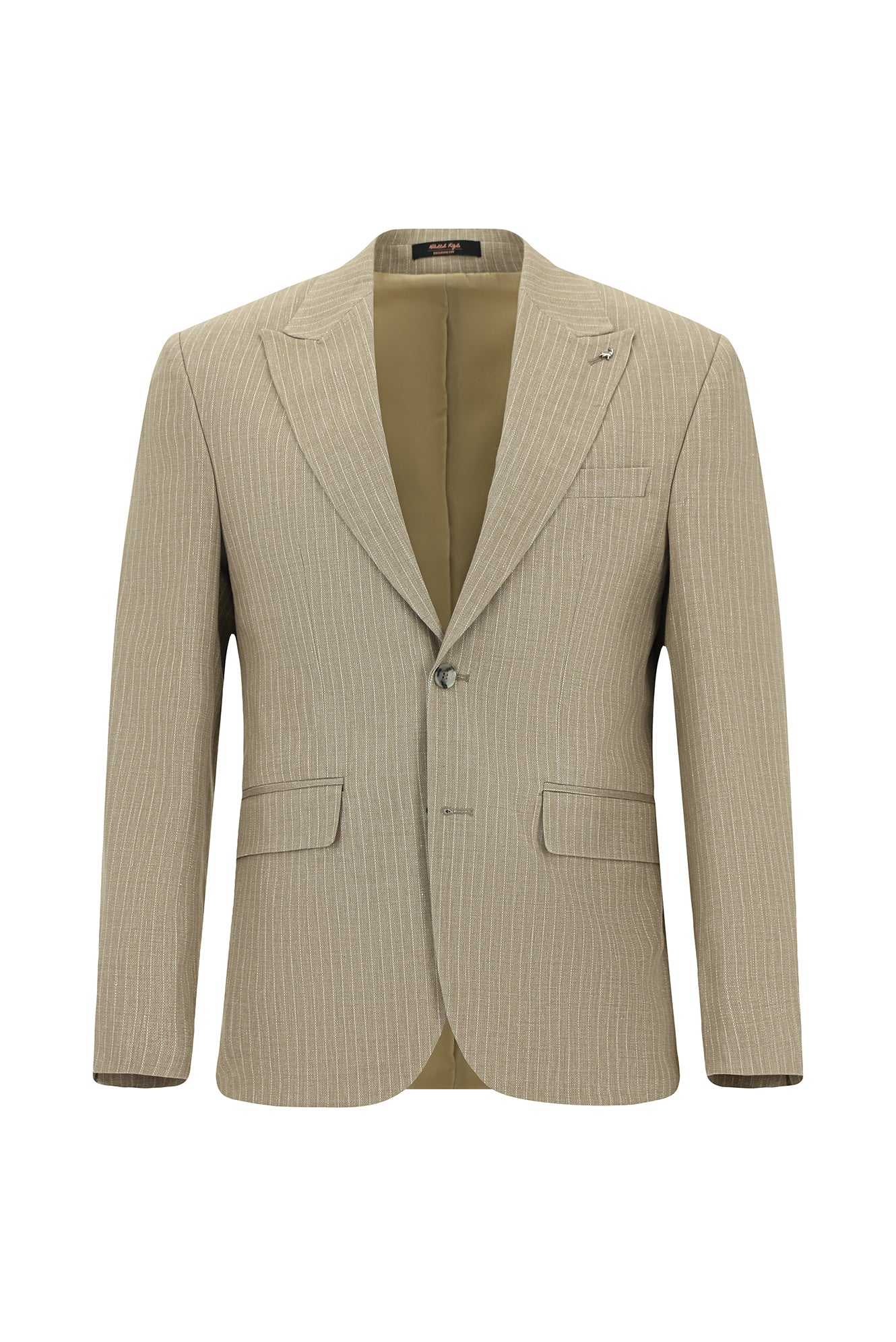 Orta Vizon Slim Fit Dar Kesim Klasik Çizgili Keten Karışımlı Ceket