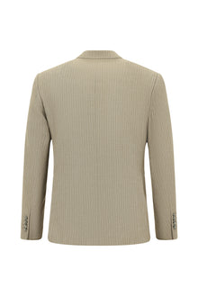 Orta Vizon Slim Fit Dar Kesim Klasik Çizgili Keten Karışımlı Ceket