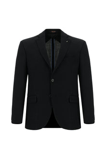 Siyah Slim Fit Dar Kesim Yünlü Klasik Ceket