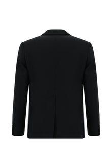 Siyah Slim Fit Dar Kesim Yünlü Klasik Ceket