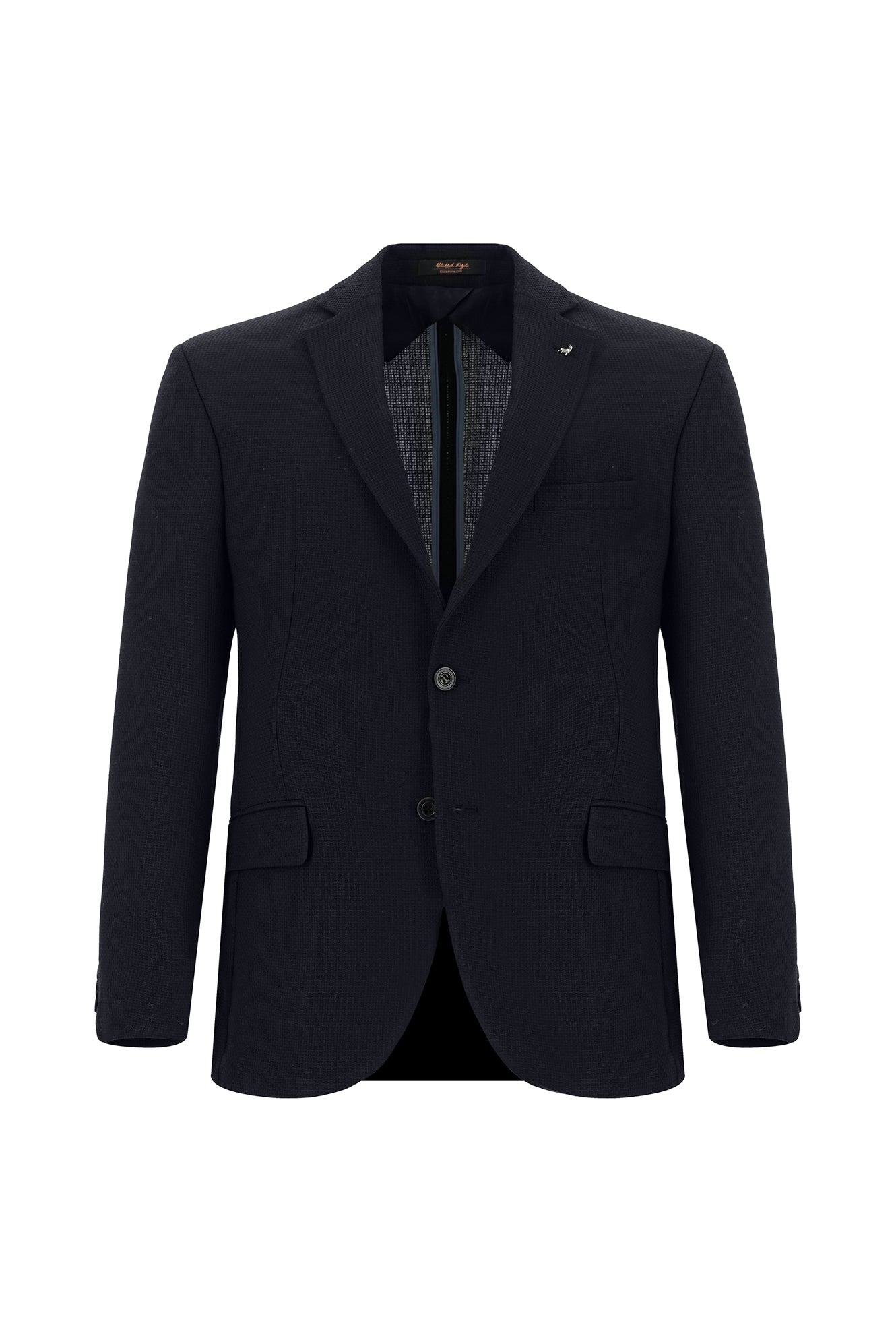 Koyu Lacivert Slim Fit Dar Kesim Yünlü Klasik Ceket