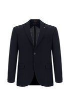 Koyu Lacivert Slim Fit Dar Kesim Yünlü Klasik Ceket