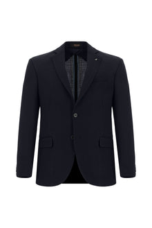 Koyu Lacivert Slim Fit Dar Kesim Yünlü Klasik Ceket