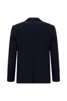 Koyu Lacivert Slim Fit Dar Kesim Yünlü Klasik Ceket