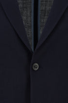 Koyu Lacivert Slim Fit Dar Kesim Yünlü Klasik Ceket