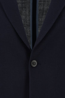 Koyu Lacivert Slim Fit Dar Kesim Yünlü Klasik Ceket