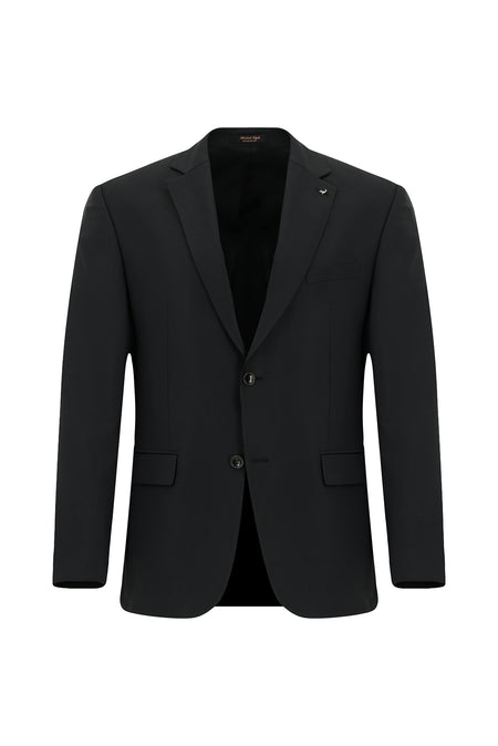 Siyah 6 Drop Regular Fit Standart Kesim Yünlü Klasik Ceket-Abdullah Ki??l?