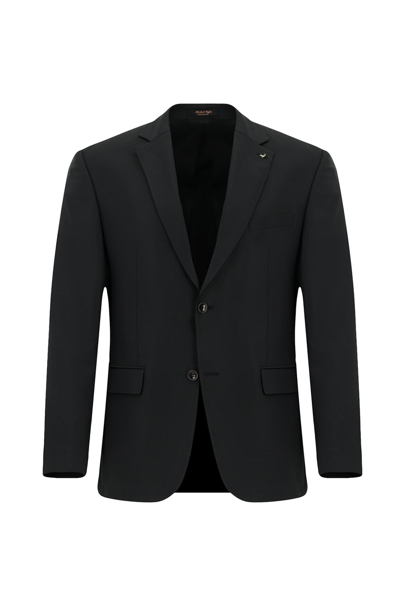 Siyah 6 Drop Regular Fit Standart Kesim Yünlü Klasik Ceket-Abdullah Ki??l?