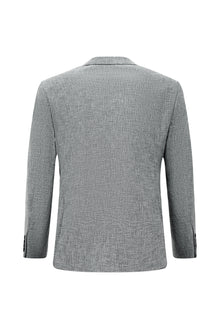 Koyu Füme Regular Fit Yünlü Desenli Ceket