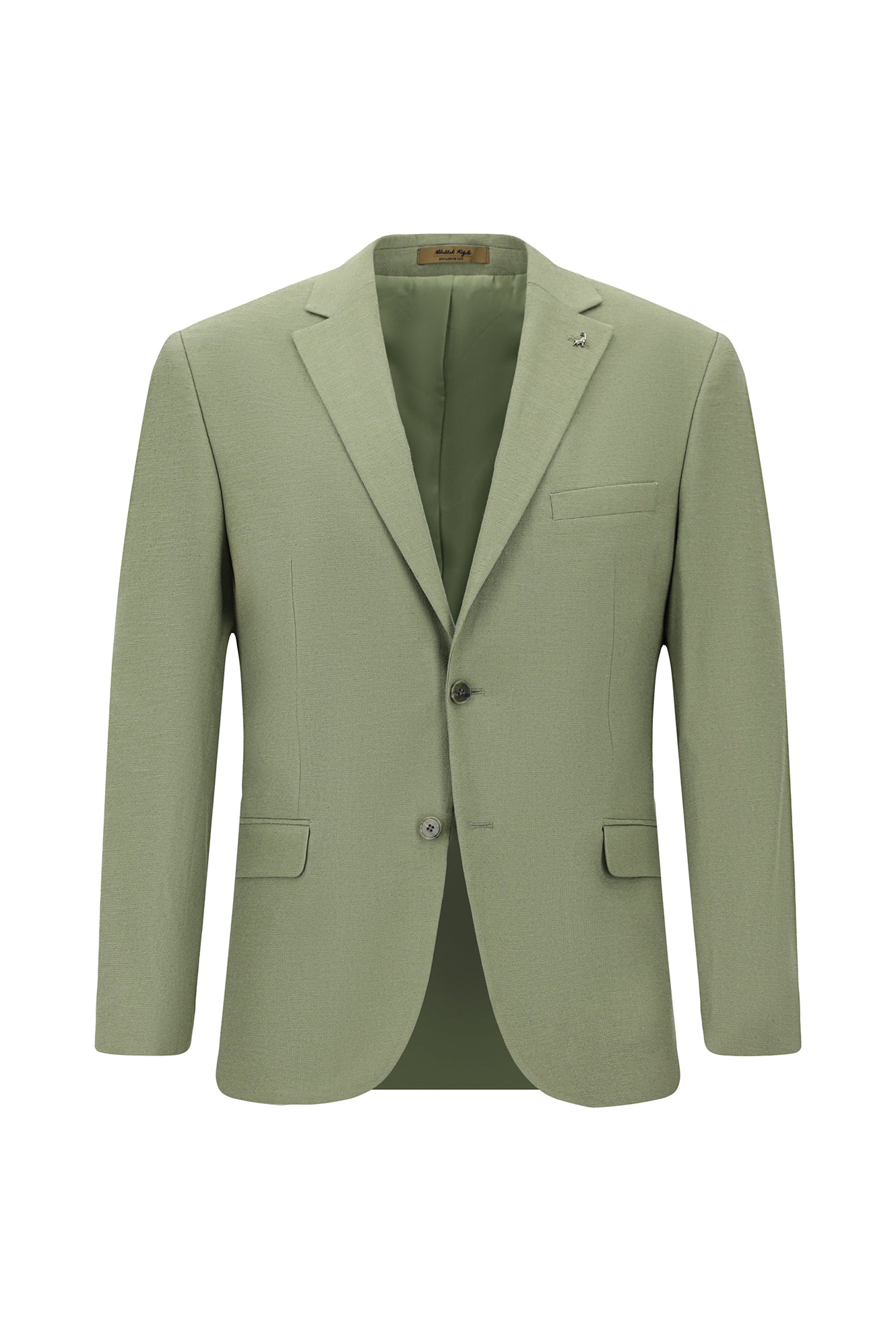 Çağla Yeşili Slim Fit Dar Kesim Keten Karışımlı Ceket
