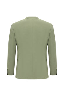 Çağla Yeşili Slim Fit Dar Kesim Keten Karışımlı Ceket