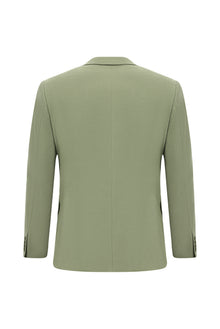 Ça?la Ye?ili 7 Drop Slim Fit Dar Kesim Keten Kar???ml? Ceket-Abdullah Ki??l?