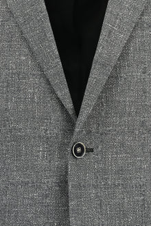 Orta Füme Super Slim Fit Ekstra Dar Kesim Klasik Pamuklu Keten Ceket