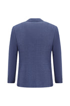 Orta Lacivert Super Slim Fit Ekstra Dar Kesim Klasik Pamuklu Keten Ceket