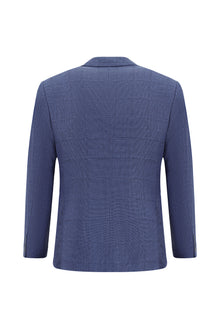 Orta Lacivert Super Slim Fit Ekstra Dar Kesim Klasik Pamuklu Keten Ceket