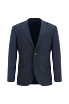 Koyu Lacivert Super Slim Fit Ekstra Dar Kesim Klasik Pamuklu Keten Ceket