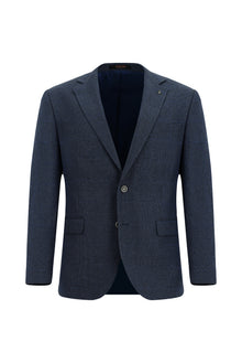 Koyu Lacivert 7 Drop Super Slim Fit Eksra Dar Kesim Klasik Pamuklu Keten Ceket-Abdullah Ki??l?