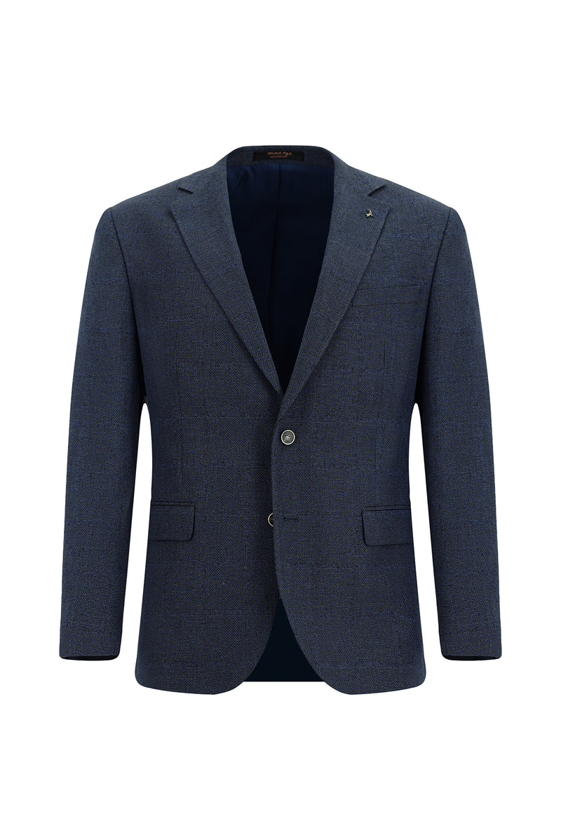 Koyu Lacivert 7 Drop Super Slim Fit Eksra Dar Kesim Klasik Pamuklu Keten Ceket-Abdullah Ki??l?