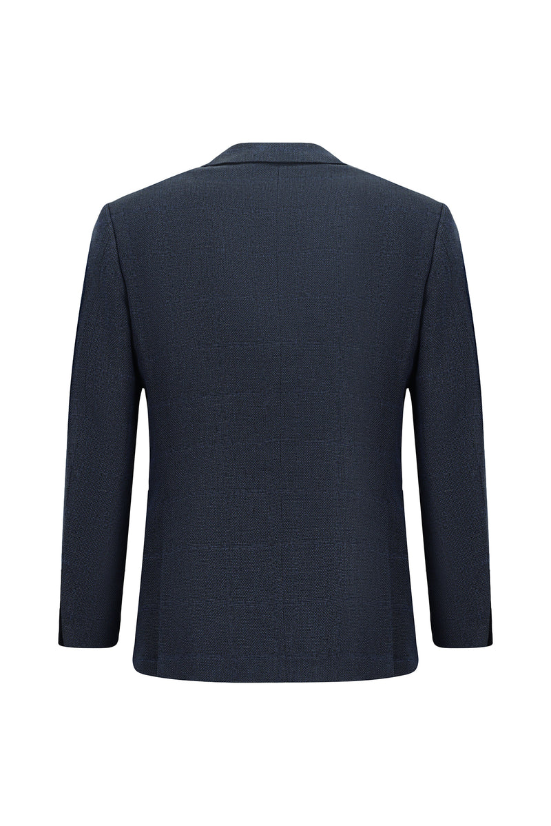 Koyu Lacivert Super Slim Fit Ekstra Dar Kesim Klasik Pamuklu Keten Ceket