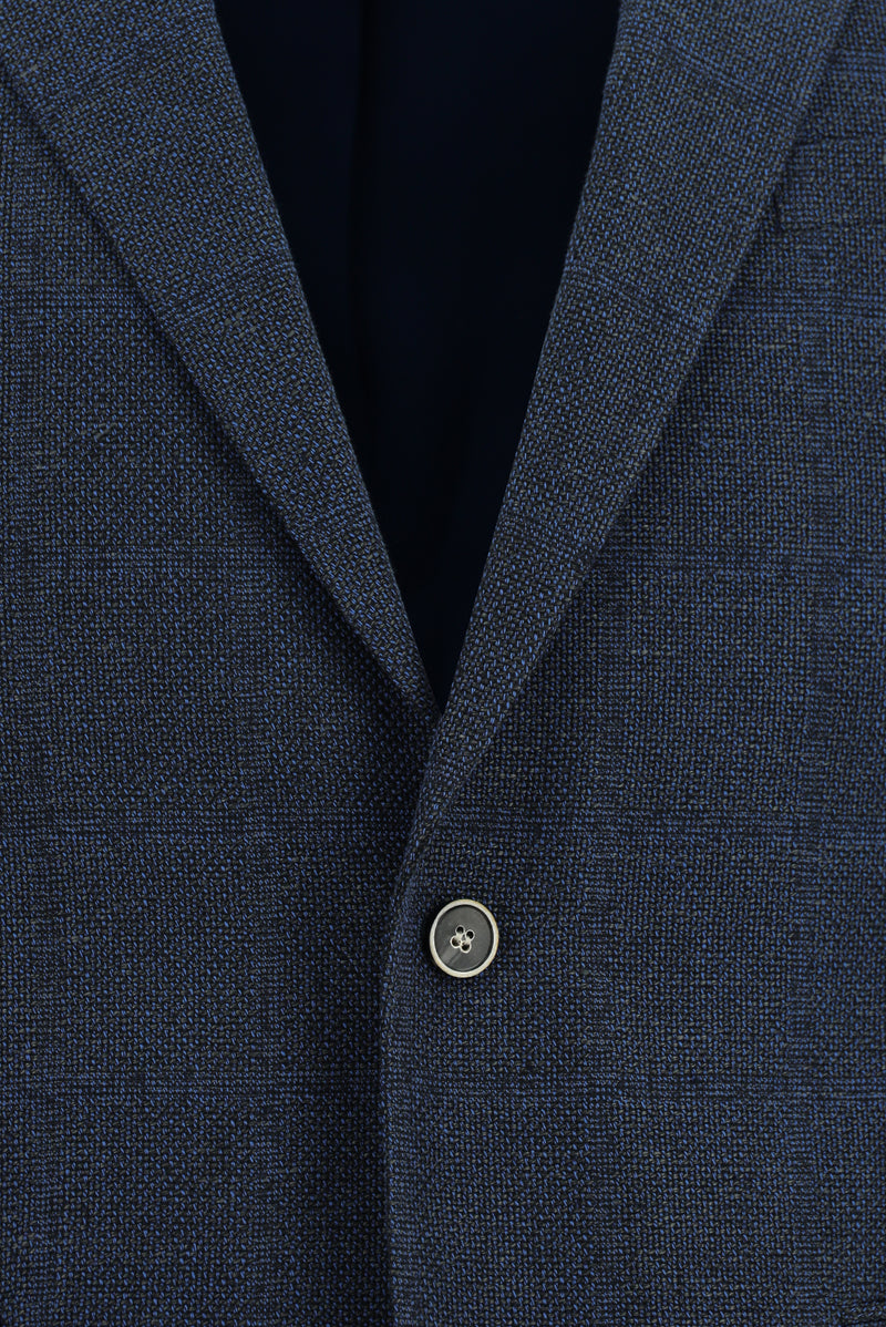 Koyu Lacivert 7 Drop Super Slim Fit Eksra Dar Kesim Klasik Pamuklu Keten Ceket-Abdullah Ki??l?