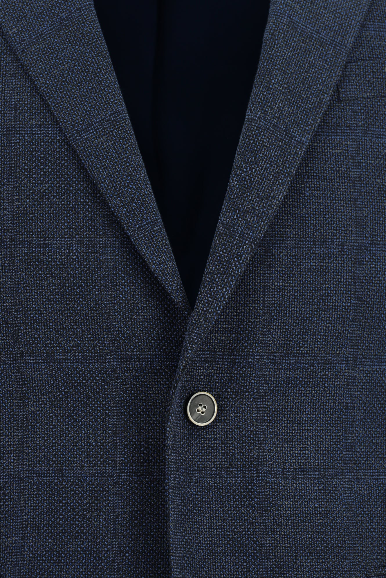 Koyu Lacivert Super Slim Fit Ekstra Dar Kesim Klasik Pamuklu Keten Ceket