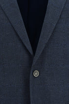 Koyu Lacivert Super Slim Fit Ekstra Dar Kesim Klasik Pamuklu Keten Ceket