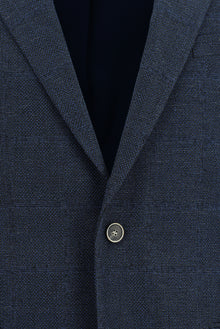 Koyu Lacivert Super Slim Fit Ekstra Dar Kesim Klasik Pamuklu Keten Ceket