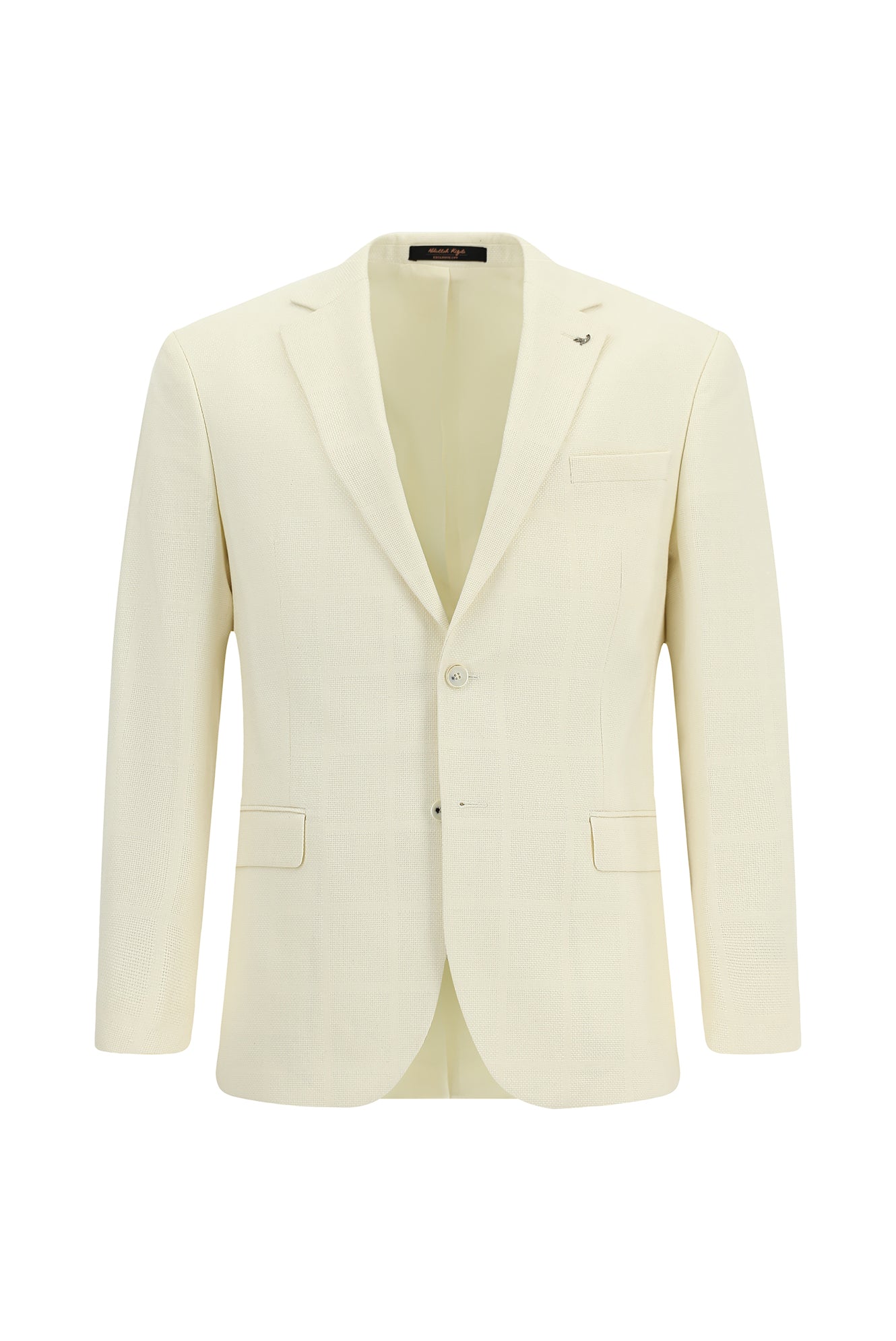 Krem Super Slim Fit Ekstra Dar Kesim Klasik Pamuklu Keten Ceket