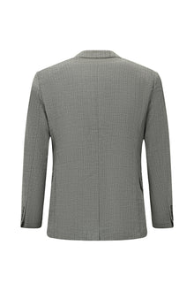 Orta Füme Regular Fit Keten Karışımlı Desenli Spor Ceket