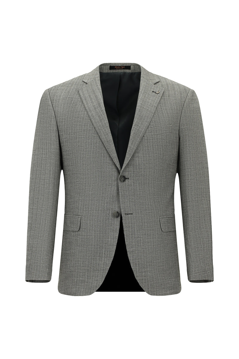 Orta Füme Regular Fit Keten Karışımlı Desenli Ceket