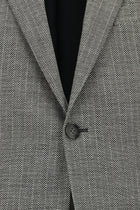 Orta Füme 6 Drop Regular Fit Standart Kesim Keten Kar???ml? Desenli Ceket-Abdullah Ki??l?