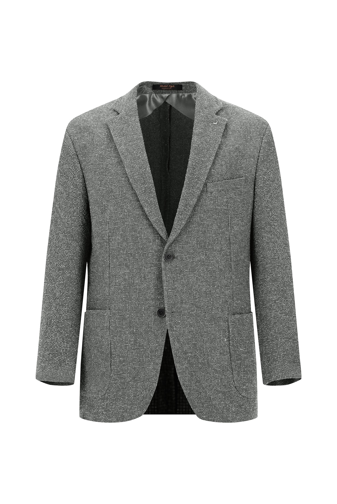 Orta Füme Relaxed Fit Rahat Kesim Desenli Gofre Ketenli Ceket