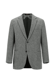 Orta Füme Relaxed Fit Rahat Kesim Desenli Gofre Ketenli Ceket